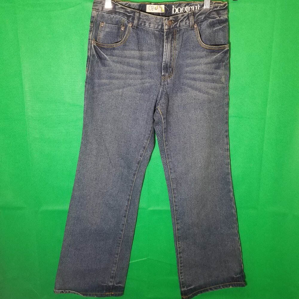 OP Jeans Youth 18 Bootcut Blue Baggy Fit Denim Wide Leg Skater Y2K Retro Vintage